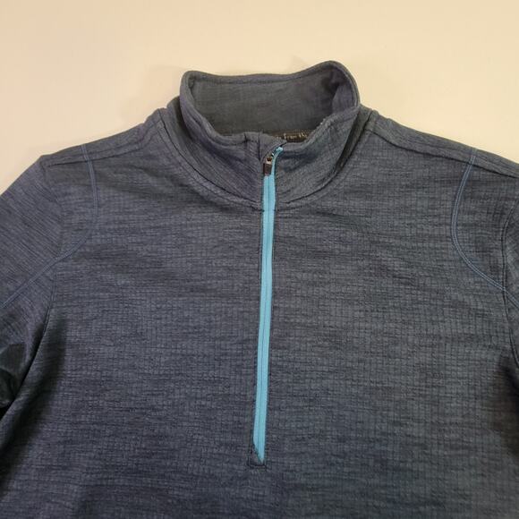 prAna Mens Medium Gavin 1/4 Zip Pullover Grid Back Fleece Thermal M2GAVI314 Blue - Picture 4 of 14